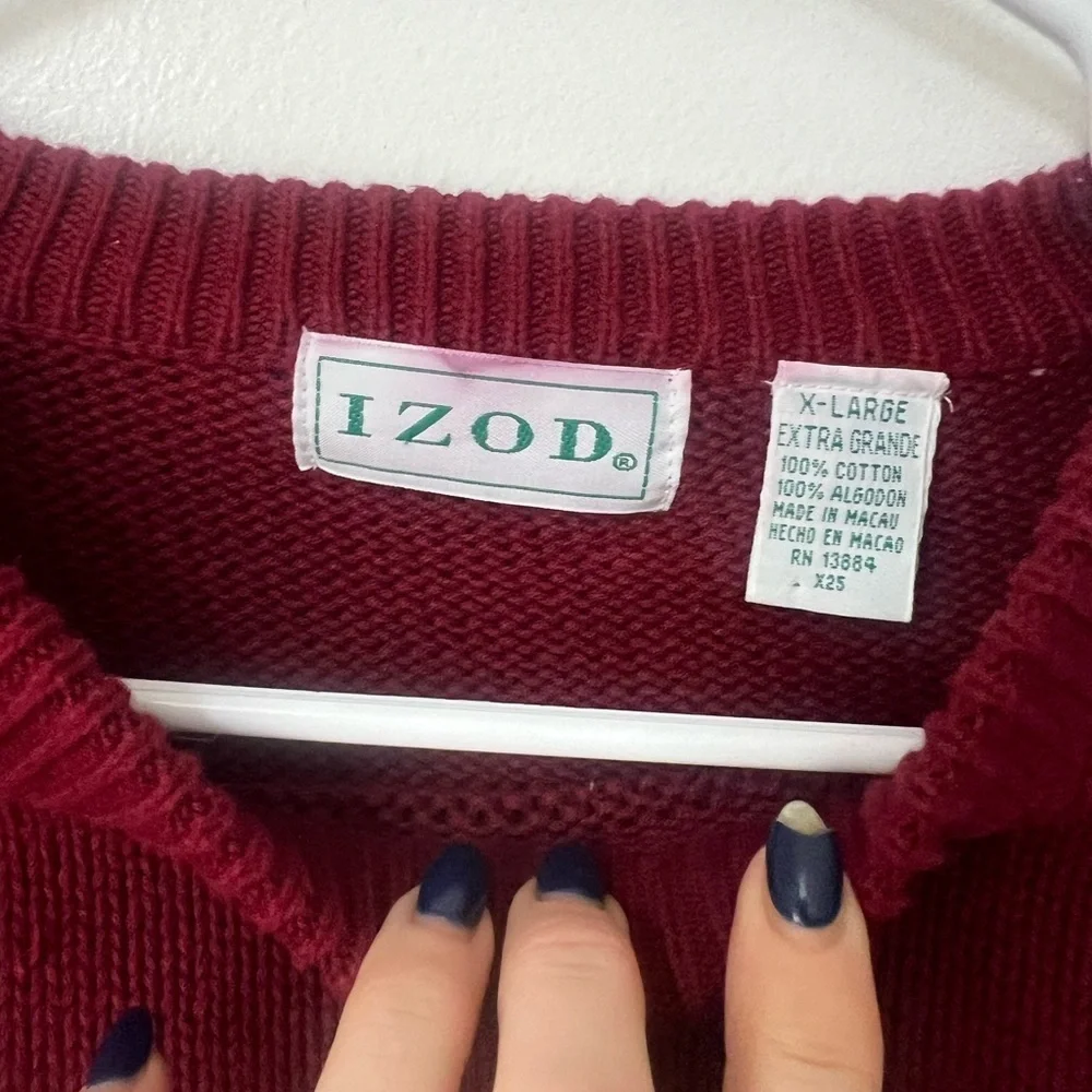 Izod Men's Maroon Crewneck Sweater with Embroidery